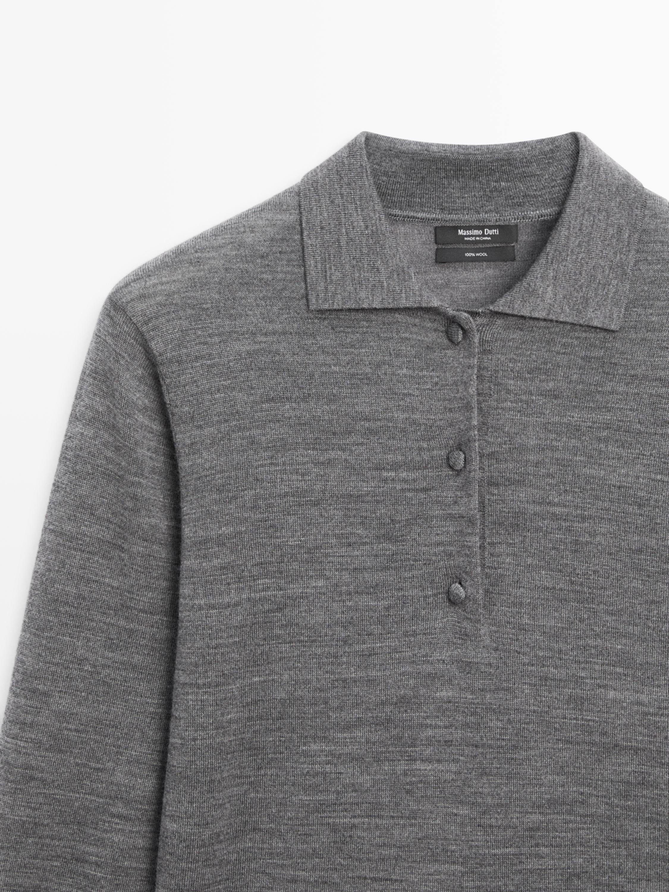 Wool knit polo sweater